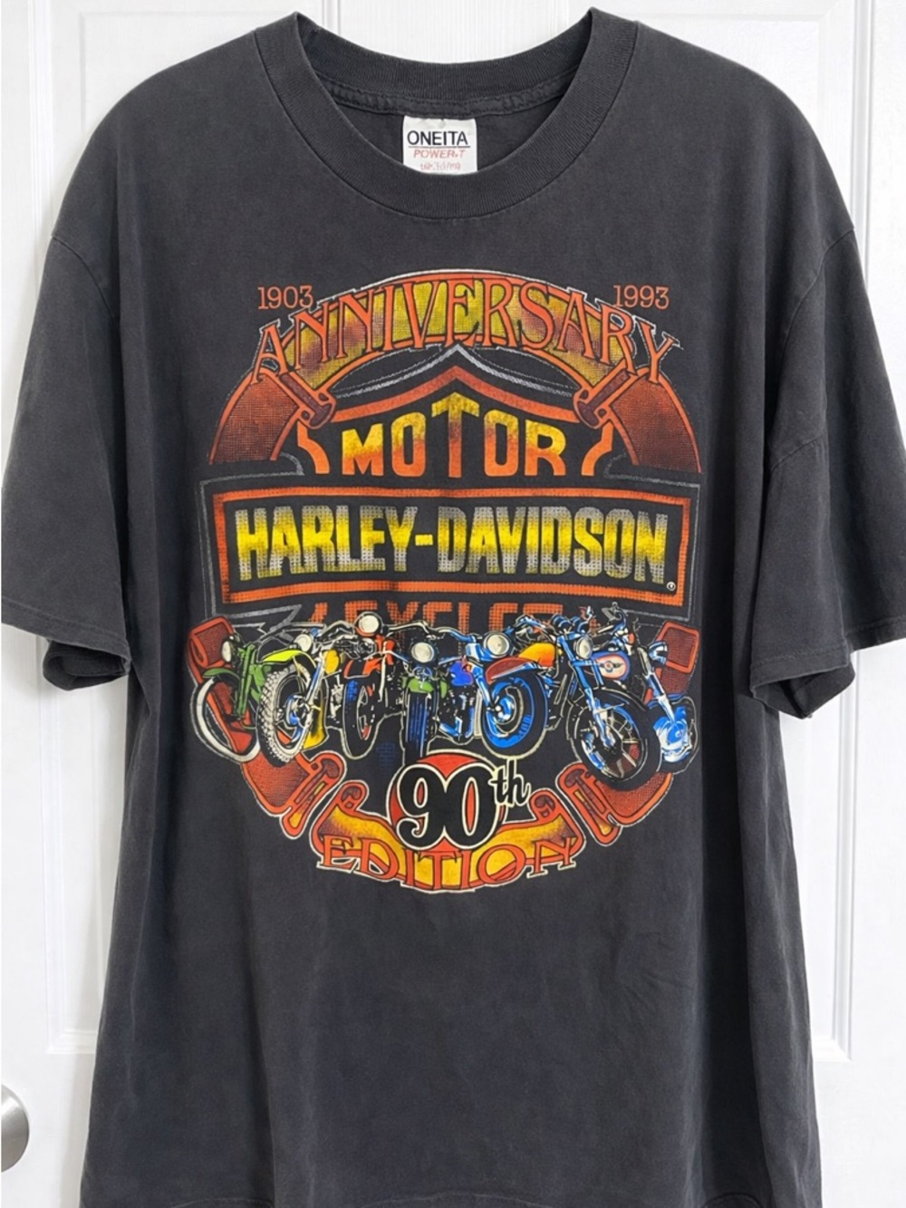 Vintage Harley-Davidson Black Tee with Red Graphic - Cycle World Toronto